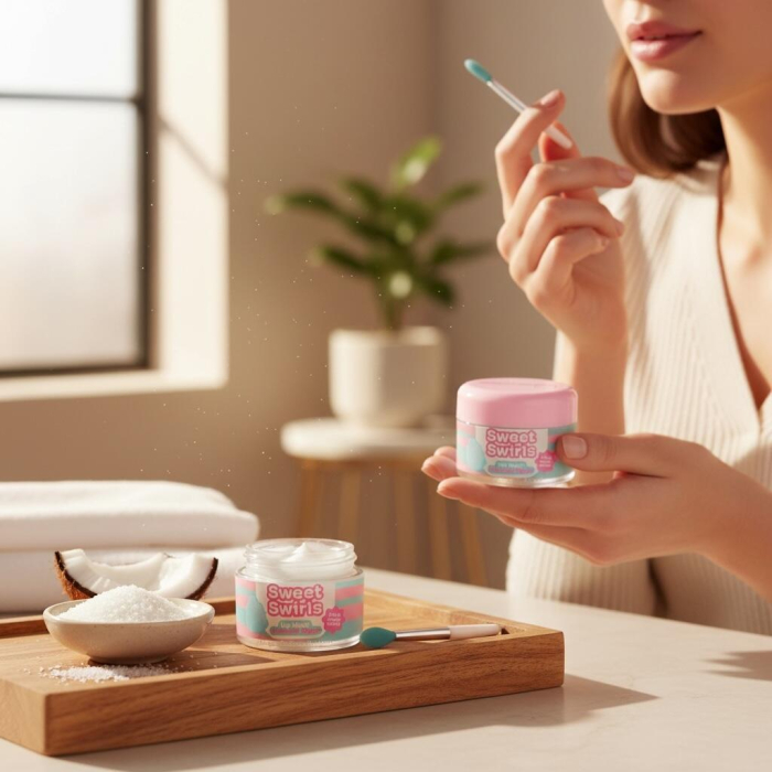 Mască de noapte pentru buze Swirly Night – Coconut Sugar, Idc Institute , 68341, 20g [4]