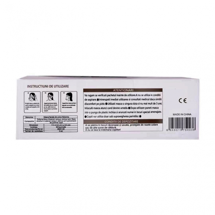 Masca faciala Susino neagra nesterila de unica folosinta cu elastic [3]