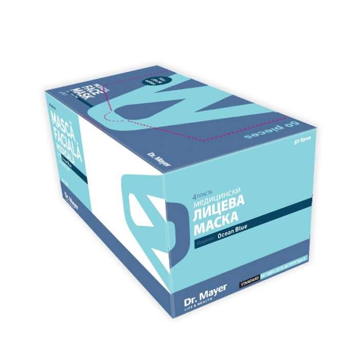 Masca fata nesterila Dr. Mayer Ocean Blue 4 straturi 50 buc. [4]
