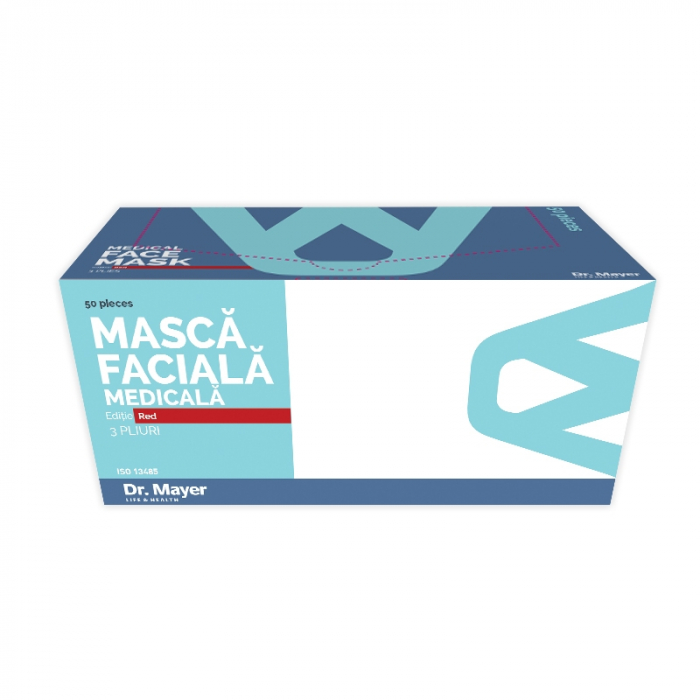 Masca fata nesterila Dr. Mayer rosie 4 straturi 50 buc. [4]