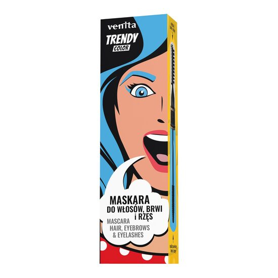 Mascara Colorată 3în1, pentru par, gene si sprancene, Azure Blue, Trendy, Venita, 13g [1]
