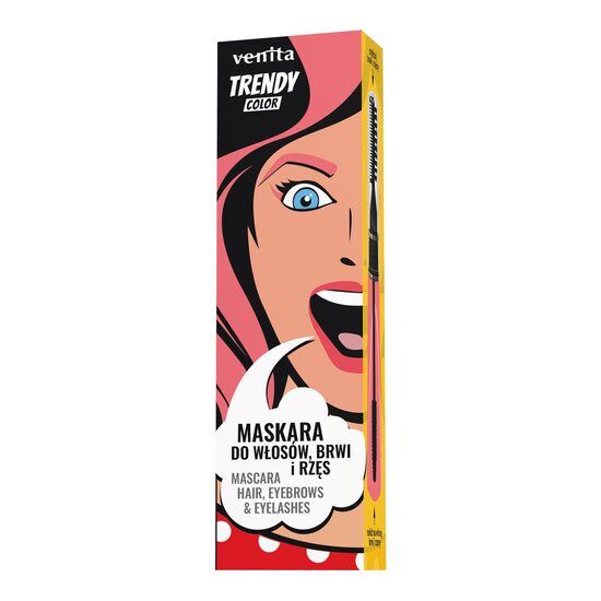 Mascara Colorată 3în1, pentru par, gene si sprancene, Candy Pink, Trendy, Venita, 13 g [1]