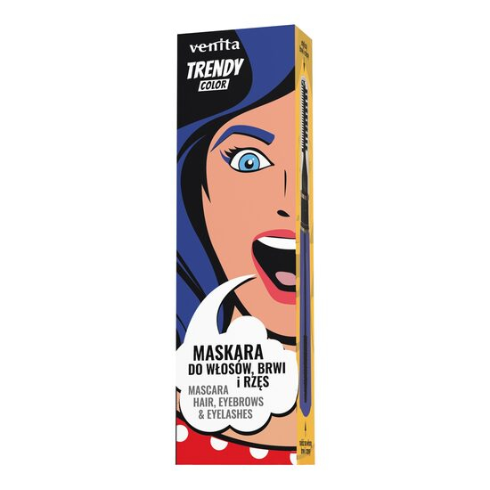 Mascara Colorată 3în1, pentru par, gene si sprancene, Cosmic Blue, Trendy, Venita, 13g [1]