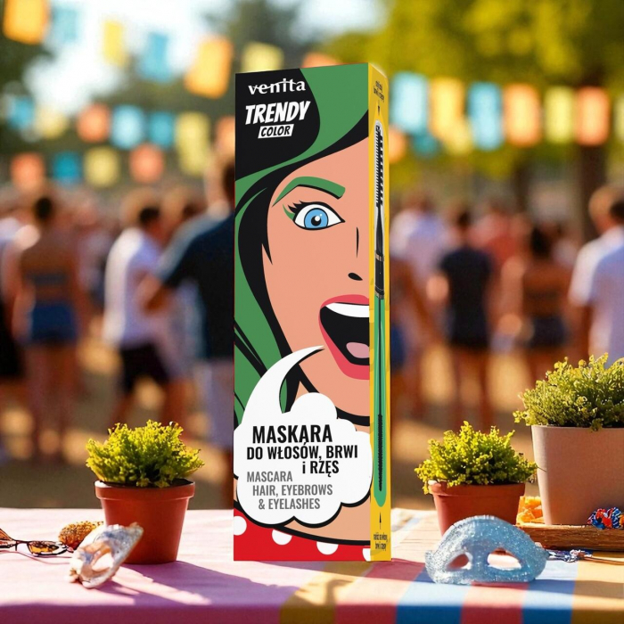 Mascara Colorată 3în1, pentru par, gene si sprancene, Emerald Green, Trendy, Venita, 13g [2]