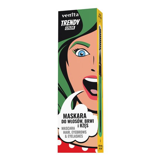 Mascara Colorată 3în1, pentru par, gene si sprancene, Emerald Green, Trendy, Venita, 13g [1]
