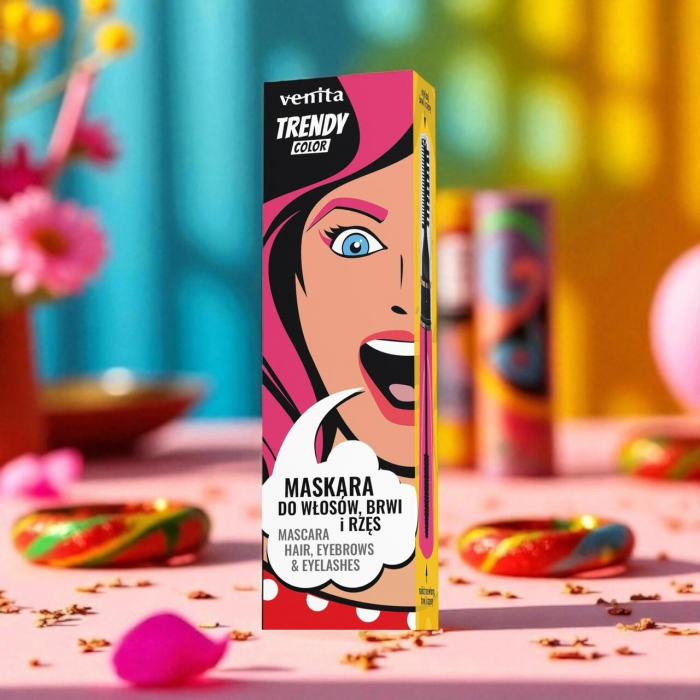 Mascara Colorată 3în1, pentru par, gene si sprancene, Intriguing Rose, Trendy, Venita, 13g [2]