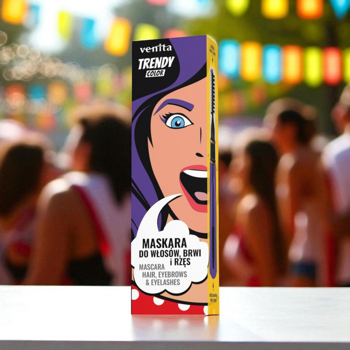 Mascara Colorată 3în1, pentru par, gene si sprancene, Violet Fantasy, Trendy, Venita, 13g [2]