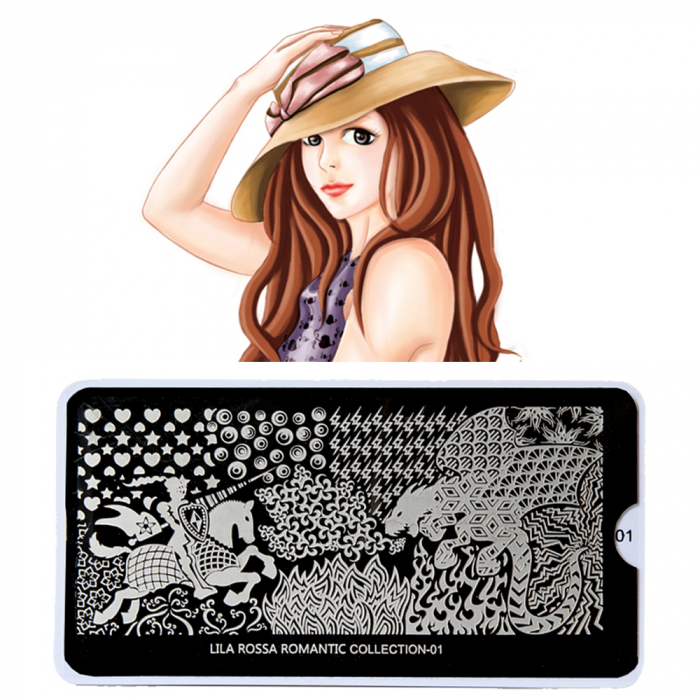 Matrita stampila unghii, Lila Rossa, romantic collection, model mic, 6x12 cm, 01 [2]