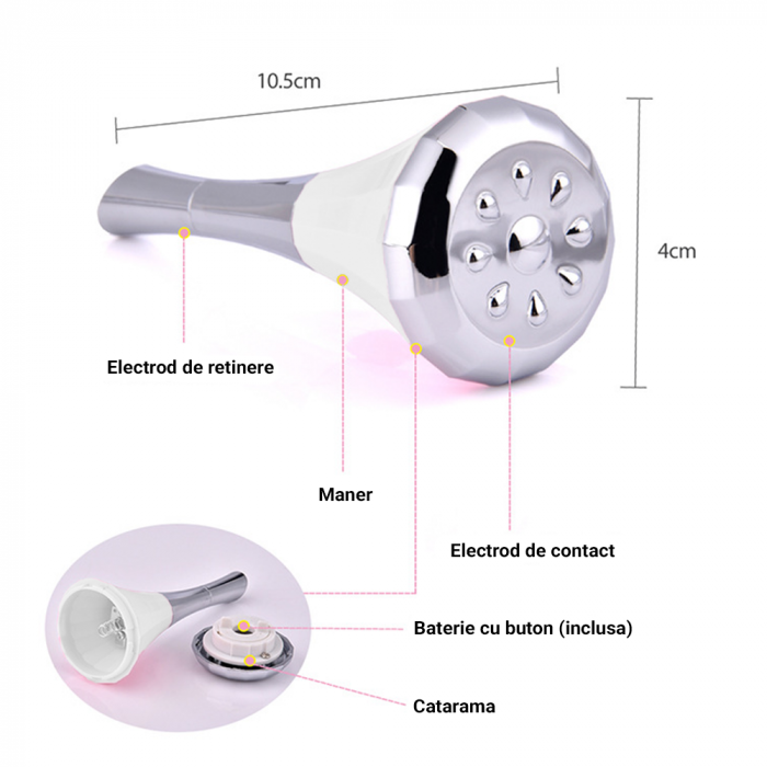 Mini dispozitiv de ridicare a fetei Lila Care, facial si lifting, cu microcurent, alb-gri [7]