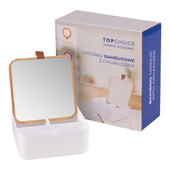 Oglinda de machiaj patrata, cu rama de bambus si organizator, Top Choice 85147 [1]