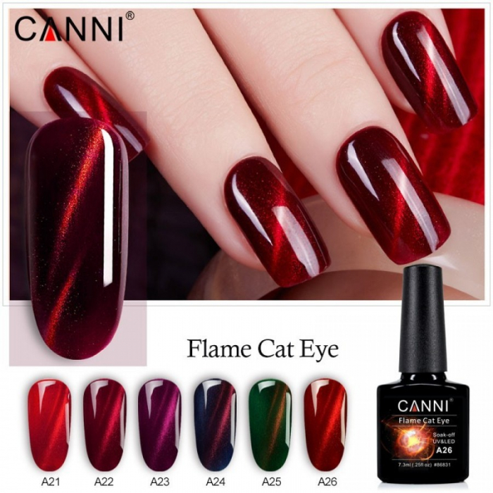 Oja semipermanenta Canni Flame Cat Eye A26 7.3 ml [2]