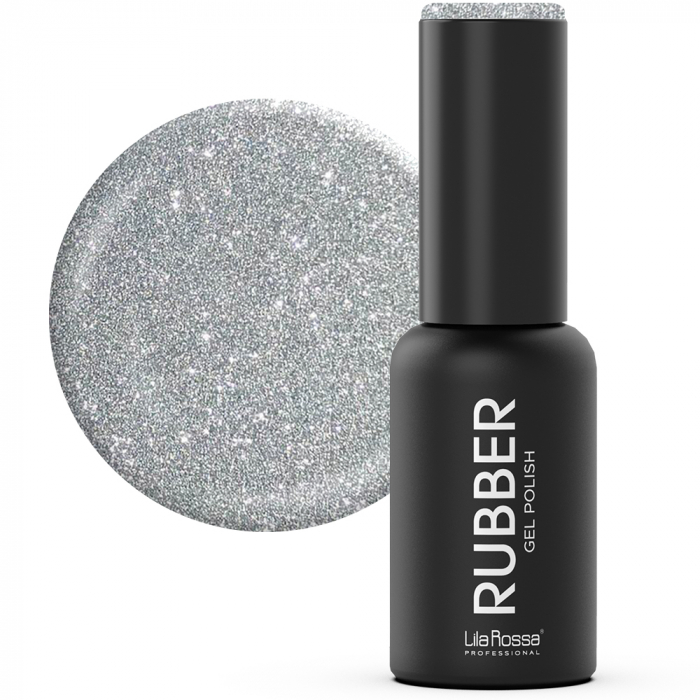 Oja semipermanenta, Lila Rossa, Rubber, 023 silver glitter sclipici, 7 ml [2]