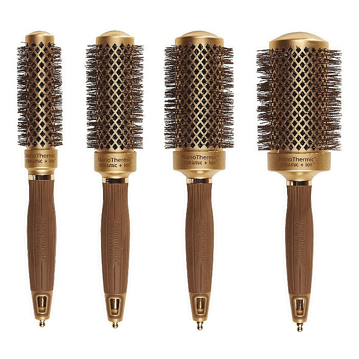 Olivia Garden Kit 4 perii profesionale de par Expert Blowout Shine Wavy Bristles Gold&Brown [2]