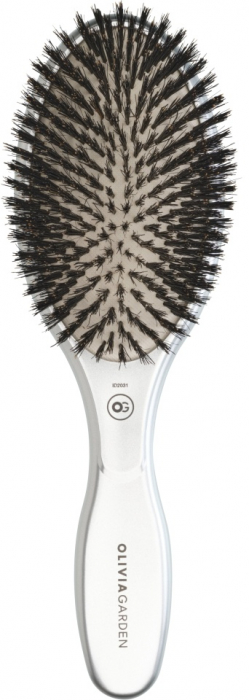 Olivia Garden Perie ceramic+ion cu peri de mistret Expert Care Oval Silver [1]