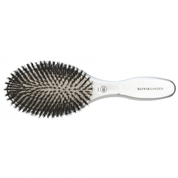 Olivia Garden Perie ceramic+ion cu peri de mistret Expert Care Oval Silver [2]