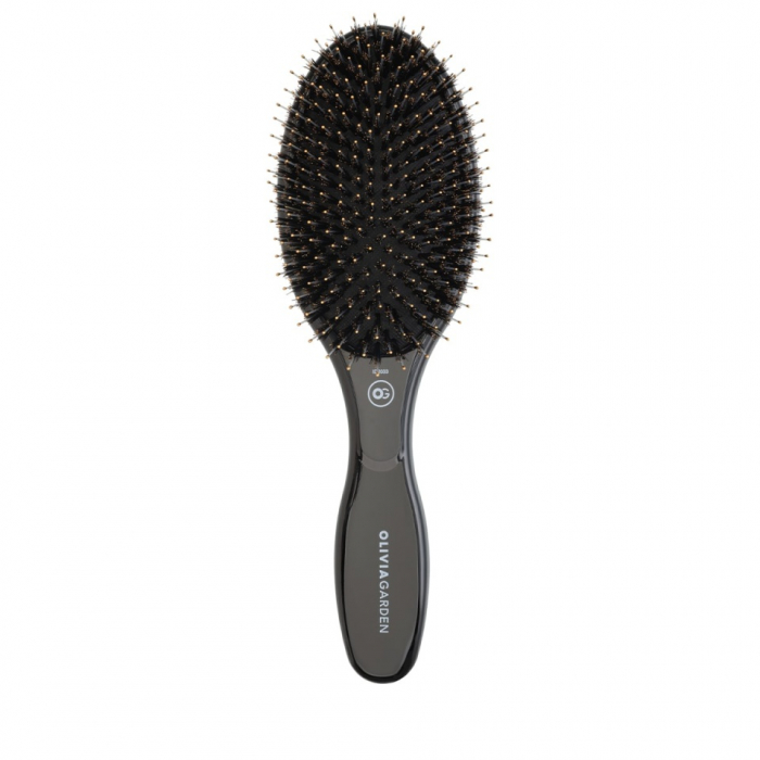 Olivia Garden Perie ceramic+ion cu peri de mistret+nailon Expert Care Oval Black [1]