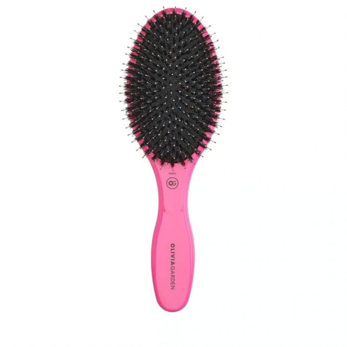 Olivia Garden Perie ceramic+ion cu peri de mistret+nailon Expert Care Oval Pink [1]