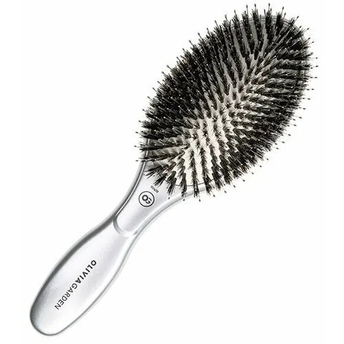 Olivia Garden Perie ceramic+ion cu peri de mistret+nailon Expert Care Oval Silver [2]