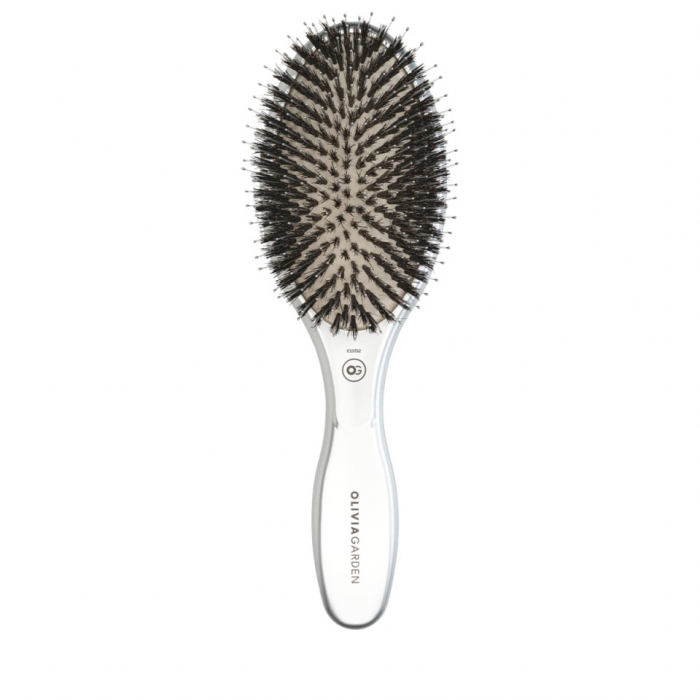 Olivia Garden Perie ceramic+ion cu peri de mistret+nailon Expert Care Oval Silver [1]