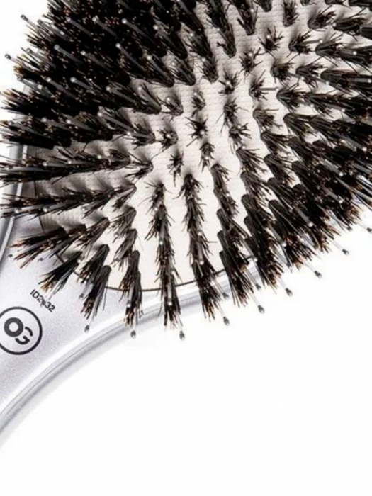 Olivia Garden Perie ceramic+ion cu peri de mistret+nailon Expert Care Oval Silver [3]