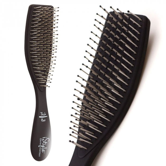 Olivia Garden Perie pentru par cu structura groasa Essential Style Wet Thick Hair Black Matt [2]