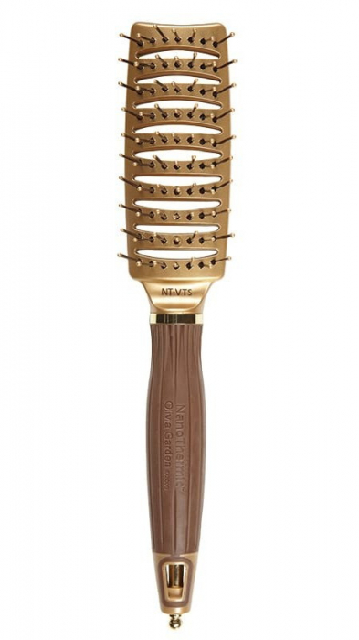 Olivia Garden Perie profesionala cu peri de nailon Expert Style Vent Flex Nylon Gold&Brown [1]