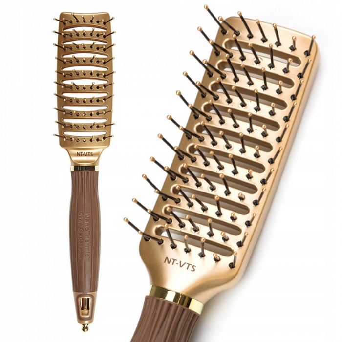 Olivia Garden Perie profesionala cu peri de nailon Expert Style Vent Flex Nylon Gold&Brown [2]