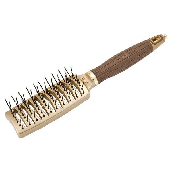 Olivia Garden Perie profesionala cu peri de nailon Expert Style Vent Flex Nylon Gold&Brown [3]