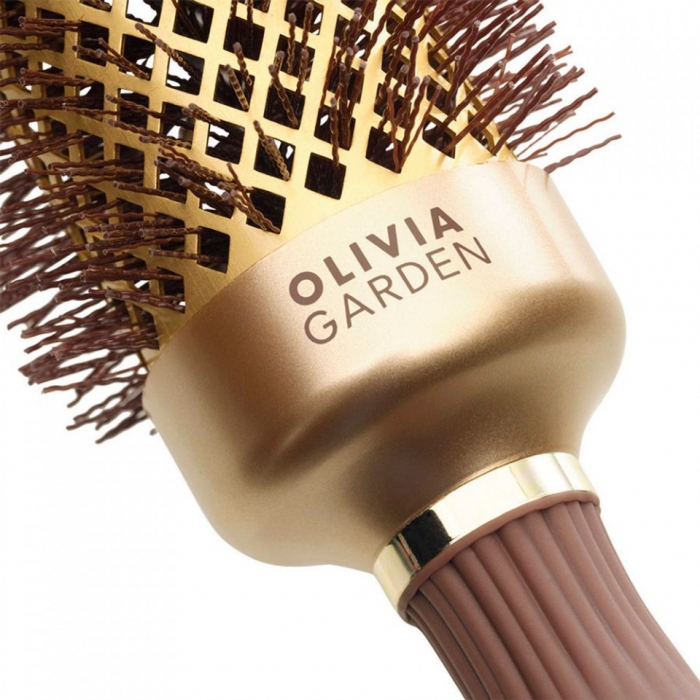 Olivia Garden Perie profesionala de par 25mm Expert Blowout Shine Wavy Bristles Gold&Brown [3]