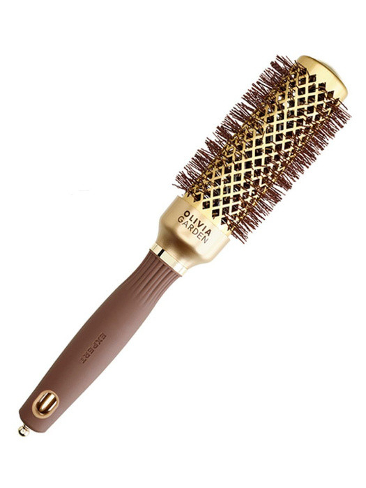 Olivia Garden Perie profesionala de par 35mm Expert Blowout Shine Wavy Bristles Gold&Brown [2]