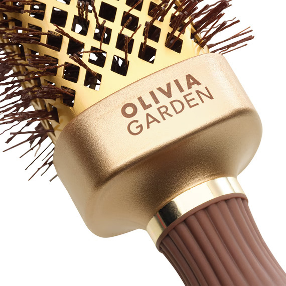 Olivia Garden Perie profesionala patrata pentru par 40mm Expert Blowout Straight Wavy Bristles Gold&Brown [3]