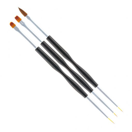 Pensule unghii cu 2capete ORANJOLLIE 3buc/set X29 negru [1]
