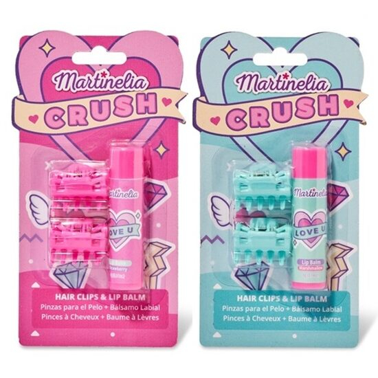 Pachet 2 Set balsam de buze cu aroma de bezele capsuni si agrafe asortate Crush Martinelia 11101, 4 g [1]
