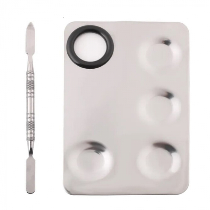 Paleta mixare fond de ten sau vopsele acrilice cu spatula si 4 compartimente, Lila Rossa [6]