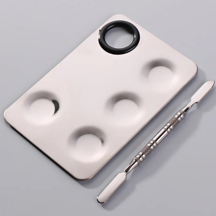 Paleta mixare fond de ten sau vopsele acrilice cu spatula si 4 compartimente, Lila Rossa [5]