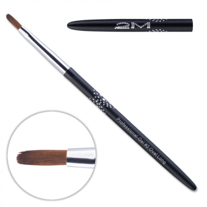 Pensula gel 2M Black Long Oval nr. 2 [1]