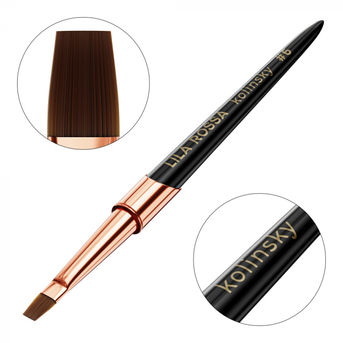 Pensula unghii Flat Gel brush Lila Rossa VIP Premium Kolinsky #6 [2]