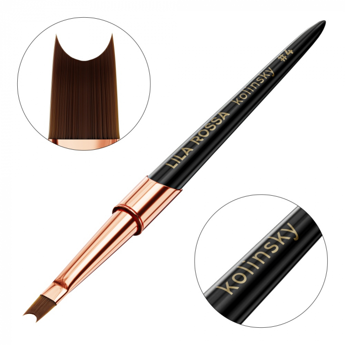 Pensula unghii U shape Brush french Lila Rossa VIP Premium Kolinsky #4 [2]