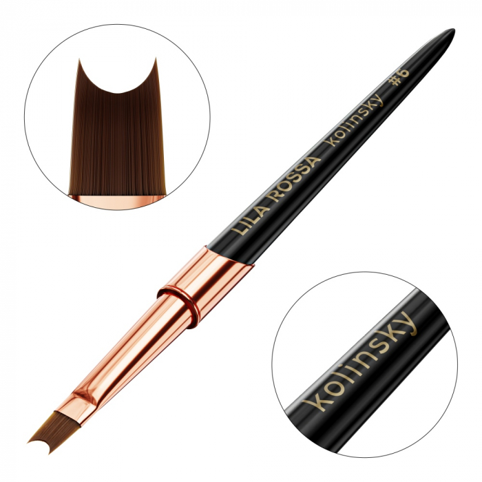 Pensula unghii U shape Brush french Lila Rossa VIP Premium Kolinsky #6 [2]