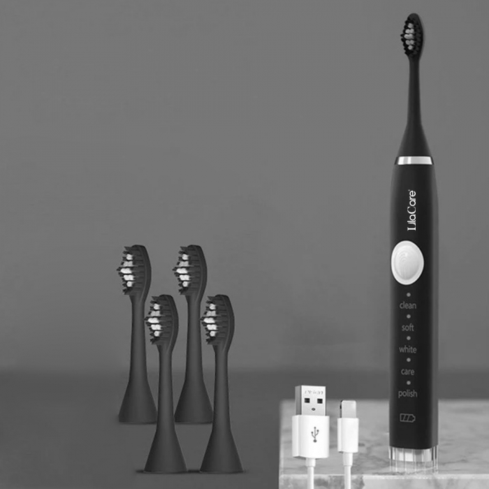 Periuta de dinti electrica cu 4 capete, Lila Care cu incarcare USB, negru [2]