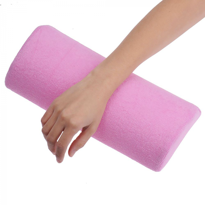 Perna suport mana pentru manichiura, husa detasabila, roz [6]