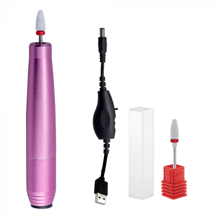 Pila electrica, freza unghii, Miley, 25.000 rpm, alimentare USB, roz [6]