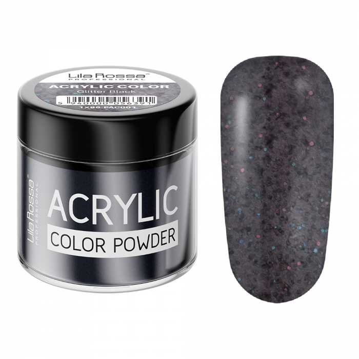 Pudra acrilica color, Lila Rossa, Glitter Black, 7 g [2]