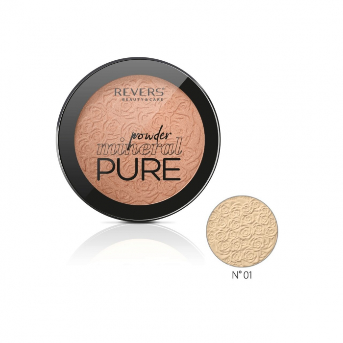 Pudra pentru fata, Compacta, Mineral Pure, Revers, 9g, 01 [2]