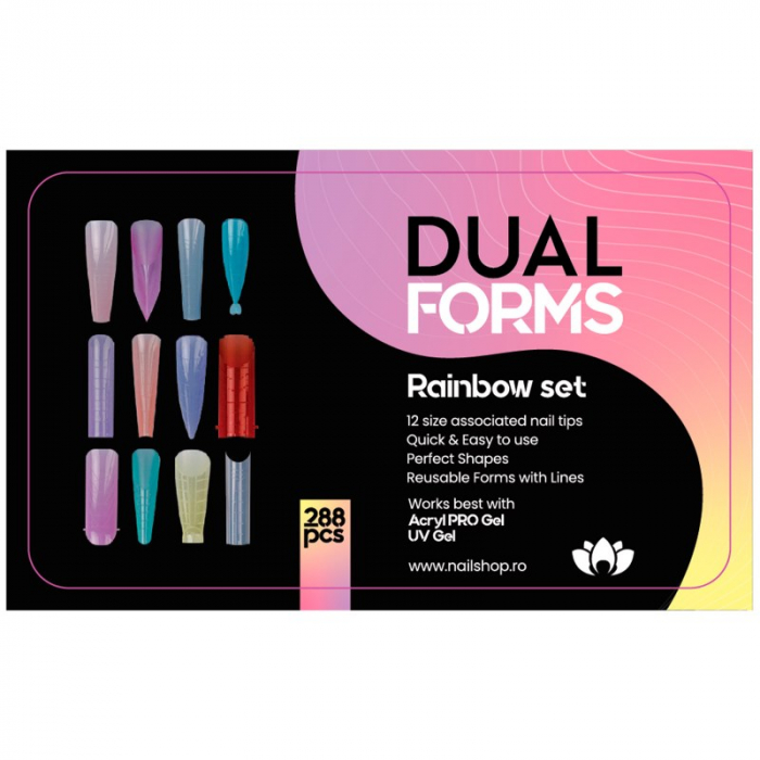Rainbow Set Tips Dual Forms multi-color 12 modele - 288 buc. [1]