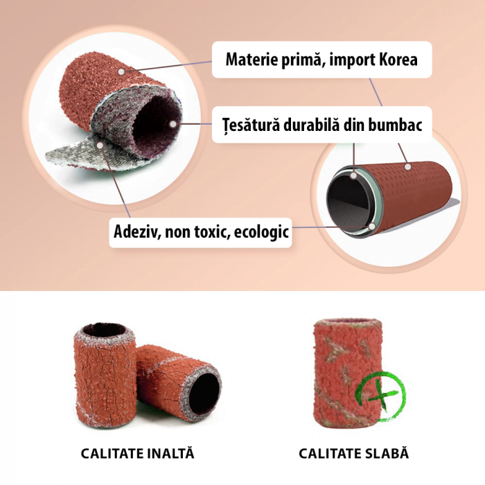 Rezerve smirghel pentru freza unghii, 100 bucati, maro, #100, inele smirghel pentru pila electrica unghii [4]