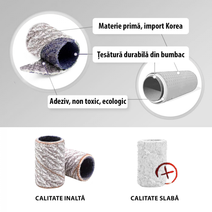 Rezerve smirghel pentru freza unghii, 100 bucati, zebra, #120, inele smirghel pentru pila electrica unghii [4]