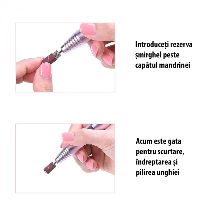 Rezerve smirghel pentru freza unghii, 100 bucati, zebra, #120, inele smirghel pentru pila electrica unghii [6]