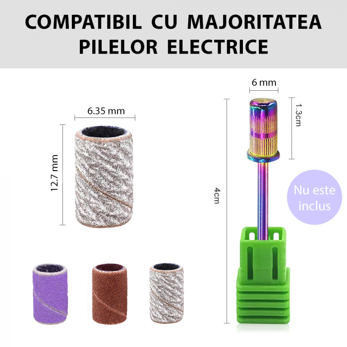 Rezerve smirghel pentru freza unghii, 100 bucati, zebra, #80, inele smirghel pentru pila electrica unghii [5]