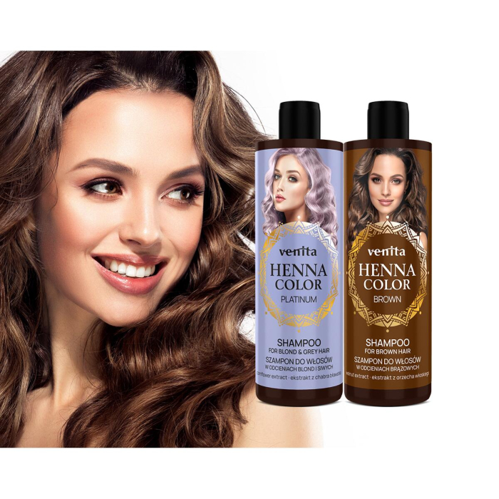 Sampon Henna Color Brown, pentru par in nuante de maro, Venita 300ml [2]